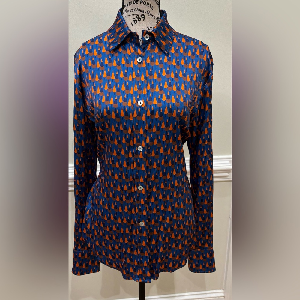 Blanca Luz royal and orange blouse NWT size L
